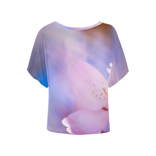 Sakura Cherry Blossom Spring Heaven Light Beauty Women's Batwing-Sleeved Blouse T shirt (Model T44)
