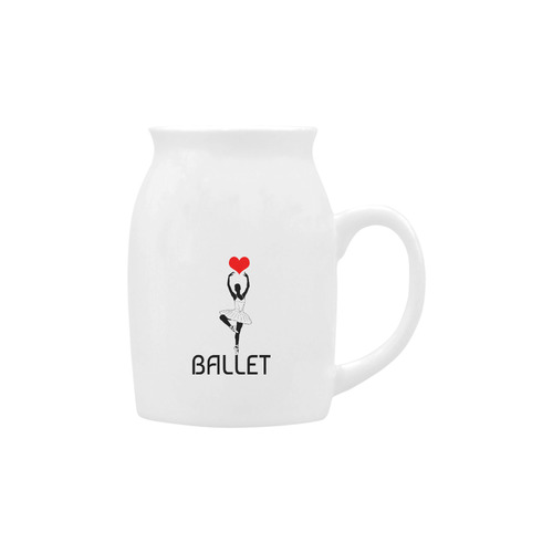 Ballerina Ballet Red Heart Beautiful Art Black Wow Milk Cup (Small) 300ml