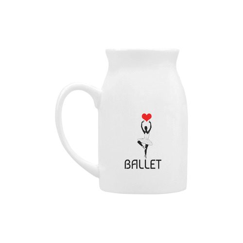 Ballerina Ballet Red Heart Beautiful Art Black Wow Milk Cup (Large) 450ml