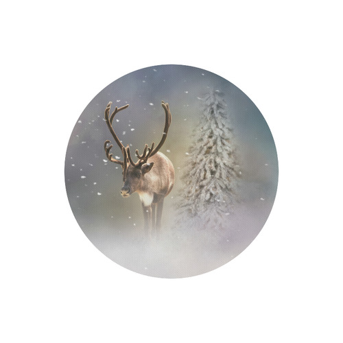 Santa Claus Reindeer in the snow Round Mousepad