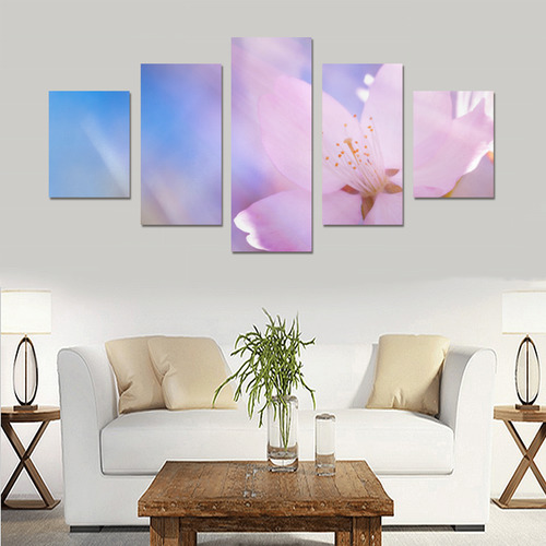 Sakura Cherry Blossom Spring Heaven Light Beauty Canvas Print Sets B (No Frame)