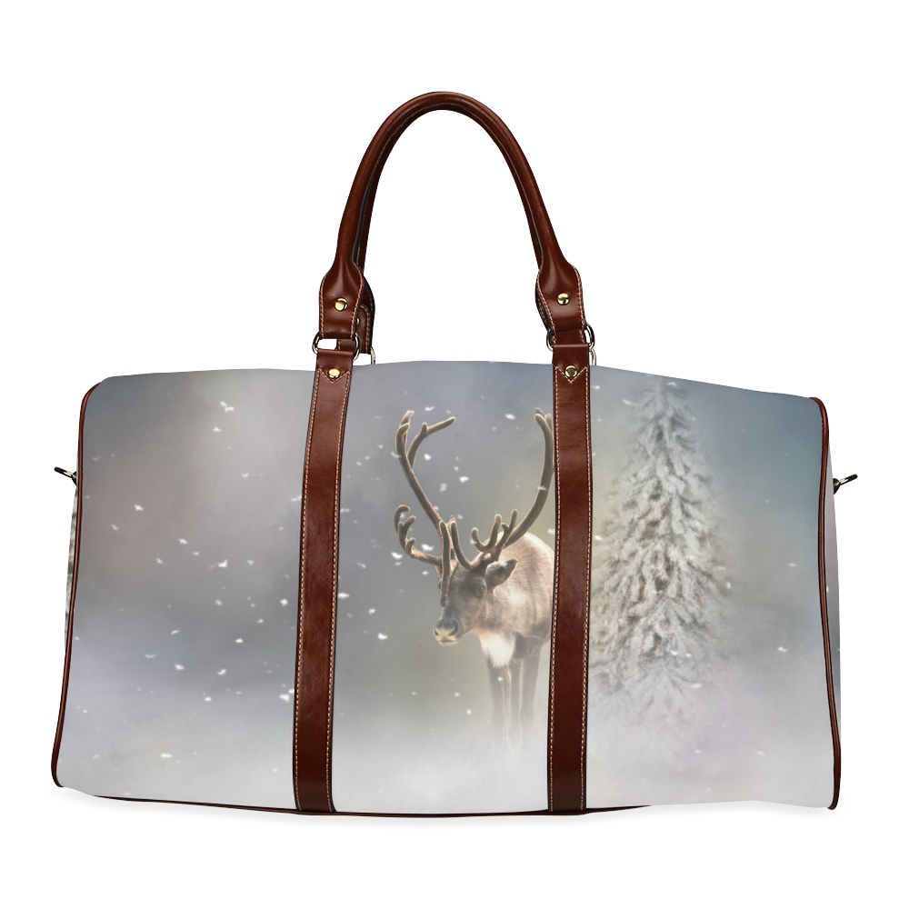 Santa Claus Reindeer in the snow Waterproof Travel Bag/Large (Model 1639)