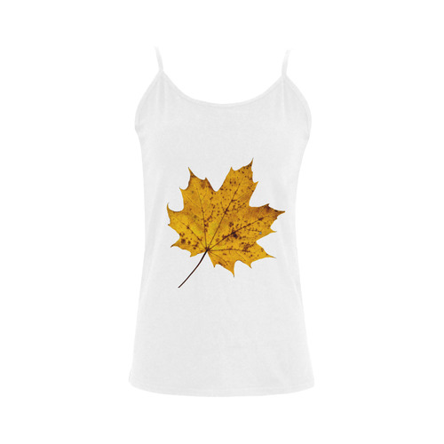Maple Leaf Canada Autumn Yellow Fall Flora Cool Women's Spaghetti Top (USA Size) (Model T34)