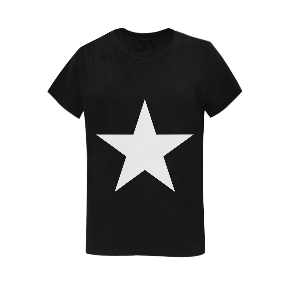 White Star Patriot America Symbol Cool Trendy Women's T-Shirt in USA Size (Two Sides Printing)