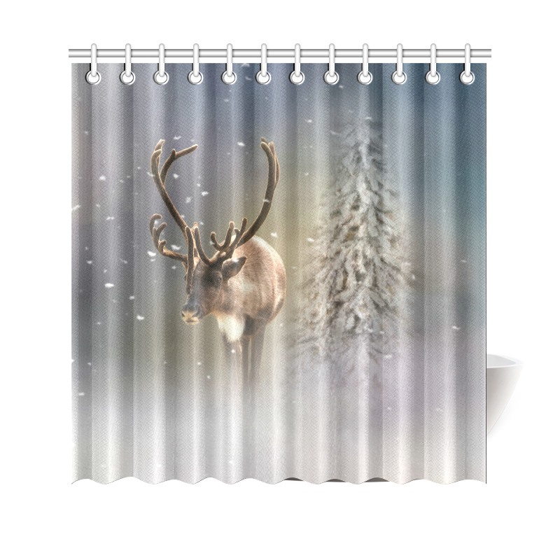 Santa Claus Reindeer in the snow Shower Curtain 69"x70"