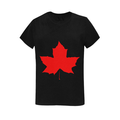 Maple Leaf Canada Autumn Red Fall Flora Nature Women's T-Shirt in USA Size (Two Sides Printing)