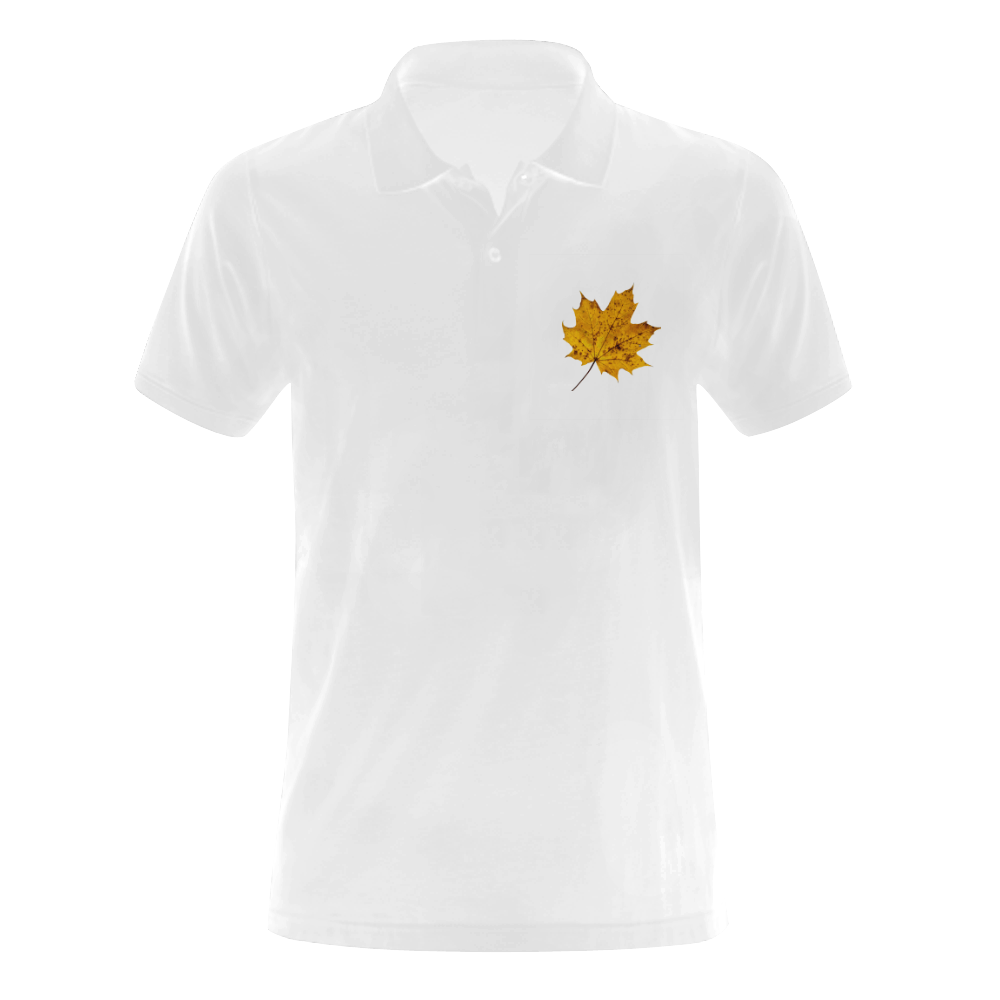 Maple Leaf Canada Autumn Yellow Fall Flora Cool Men's Polo Shirt (Model T24)