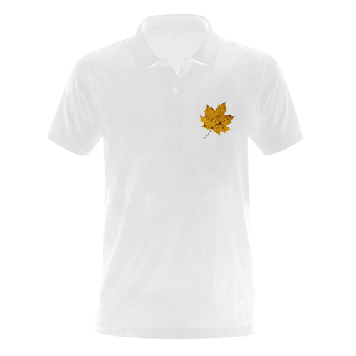 Maple Leaf Canada Autumn Yellow Fall Flora Cool Men's Polo Shirt (Model T24)
