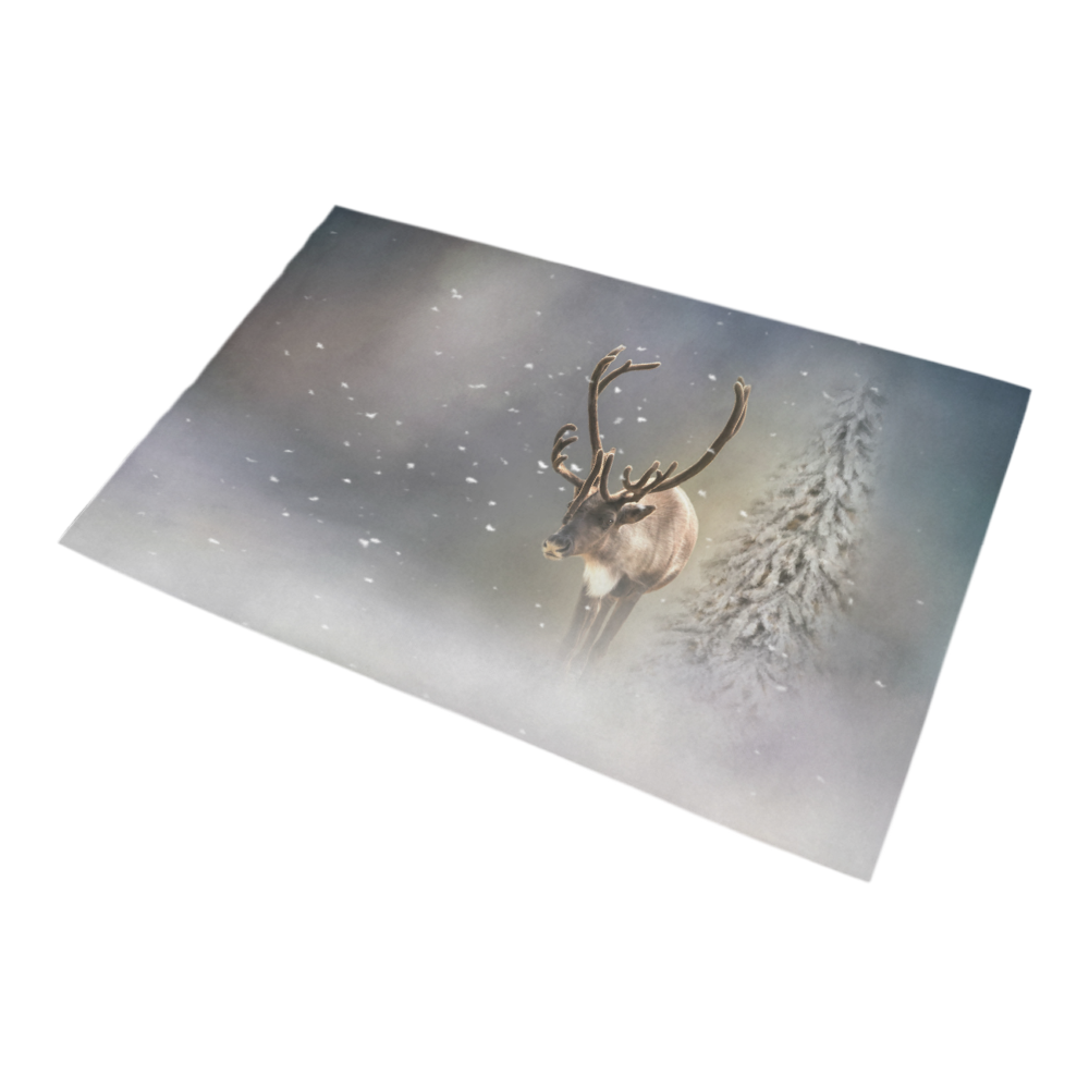 Santa Claus Reindeer in the snow Bath Rug 20''x 32''