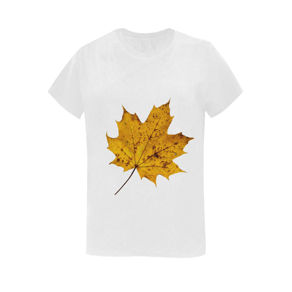 Maple Leaf Canada Autumn Yellow Fall Flora Cool Women's T-Shirt in USA Size (Two Sides Printing)