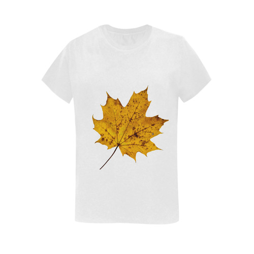 Maple Leaf Canada Autumn Yellow Fall Flora Cool Women's T-Shirt in USA Size (Two Sides Printing)