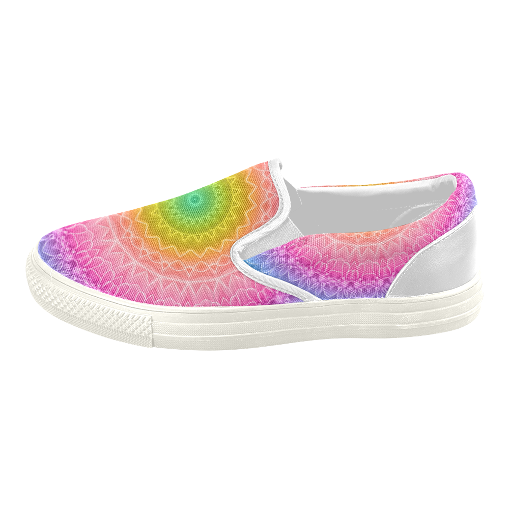 mandala dahlia Women's Slip-on Canvas Shoes (Model 019)