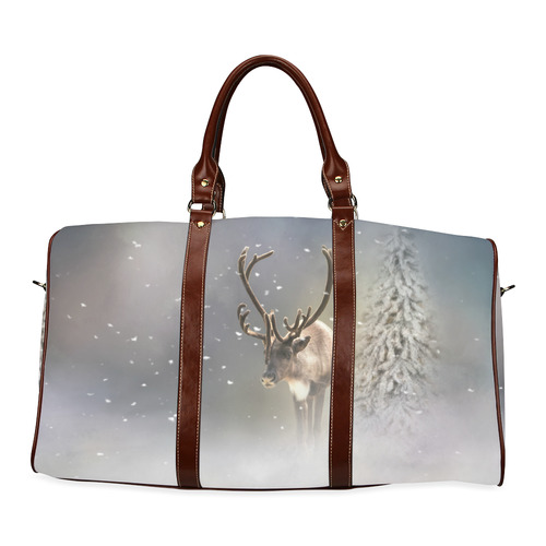 Santa Claus Reindeer in the snow Waterproof Travel Bag/Small (Model 1639)