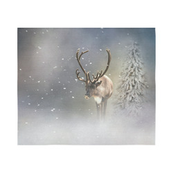 Santa Claus Reindeer in the snow Cotton Linen Wall Tapestry 60"x 51"