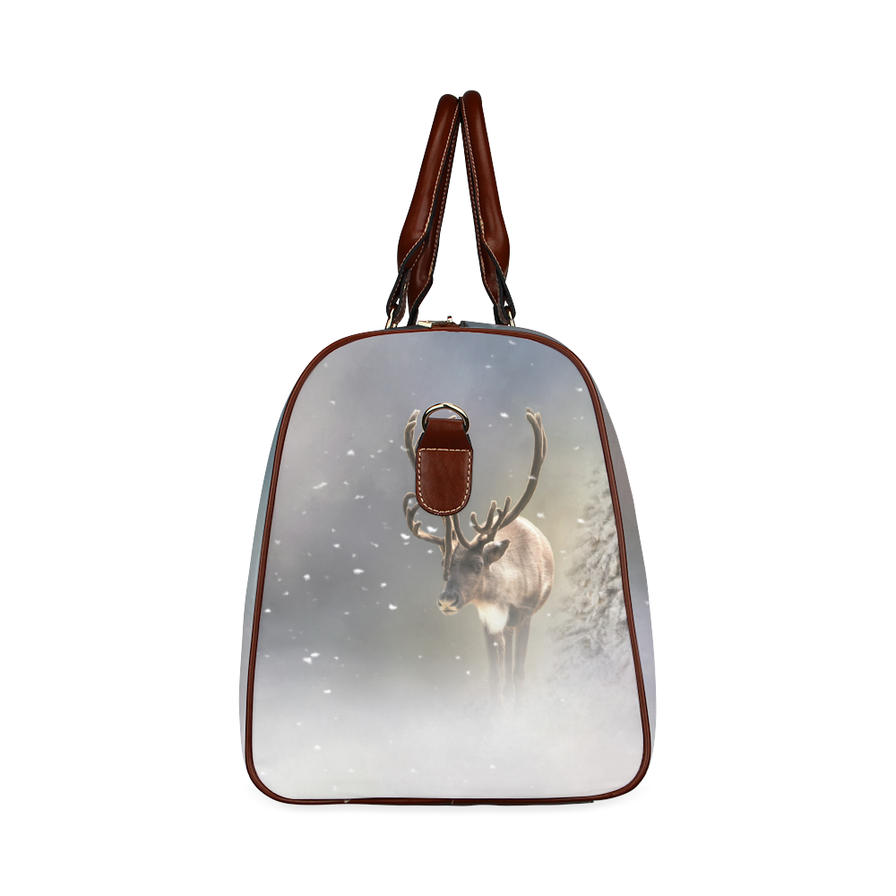 Santa Claus Reindeer in the snow Waterproof Travel Bag/Small (Model 1639)