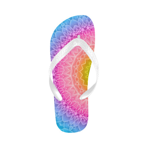 mandala dahlia Flip Flops for Men/Women (Model 040)
