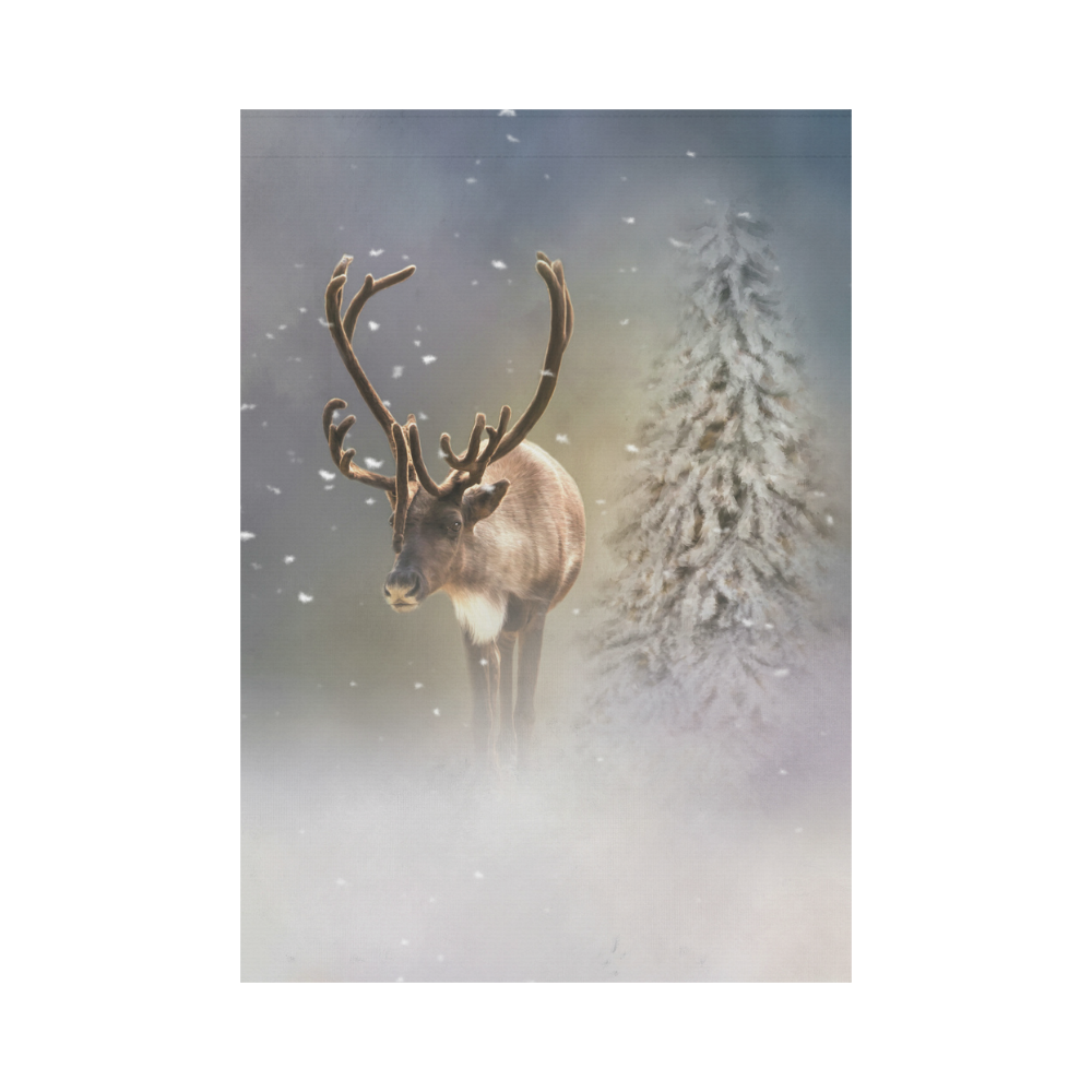 Santa Claus Reindeer in the snow Garden Flag 28''x40'' （Without Flagpole）