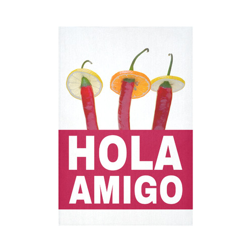 Hola Amigo Three Red Chili Peppers Friend Funny Cotton Linen Wall Tapestry 60"x 90"