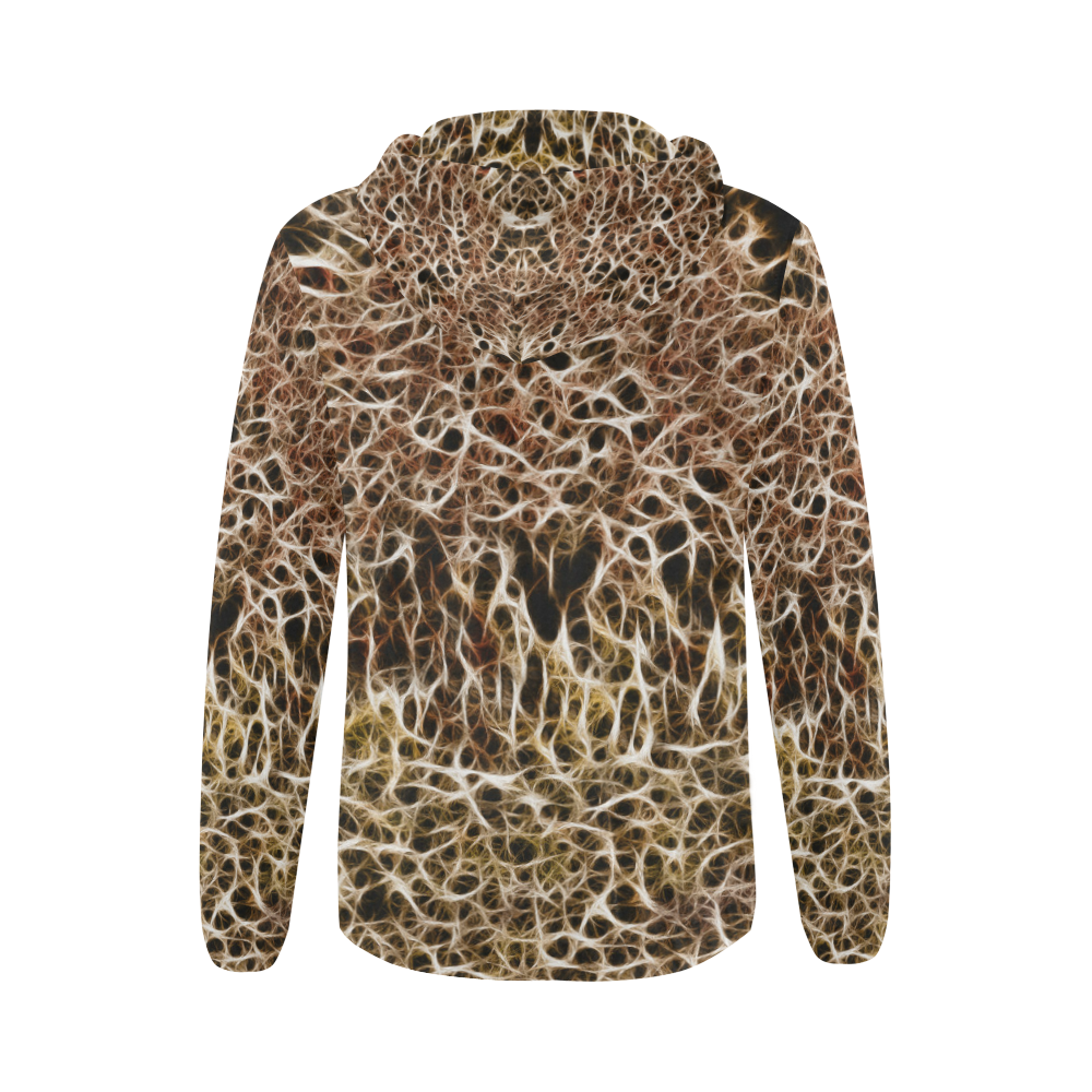 Misty Fur Coral - Jera Nour All Over Print Full Zip Hoodie for Women (Model H14)