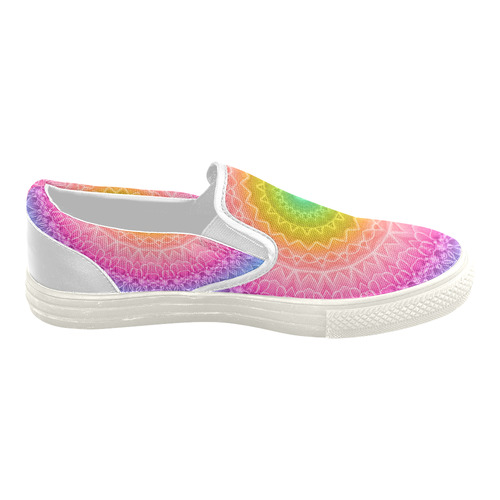 mandala dahlia Women's Slip-on Canvas Shoes (Model 019)