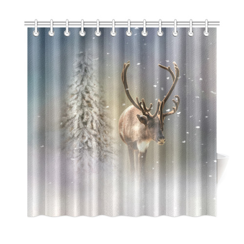 Santa Claus Reindeer in the snow Shower Curtain 72"x72"