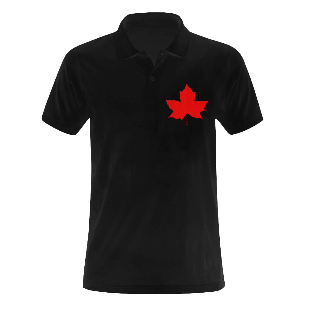 Maple Leaf Canada Autumn Red Fall Flora Nature Men's Polo Shirt (Model T24)