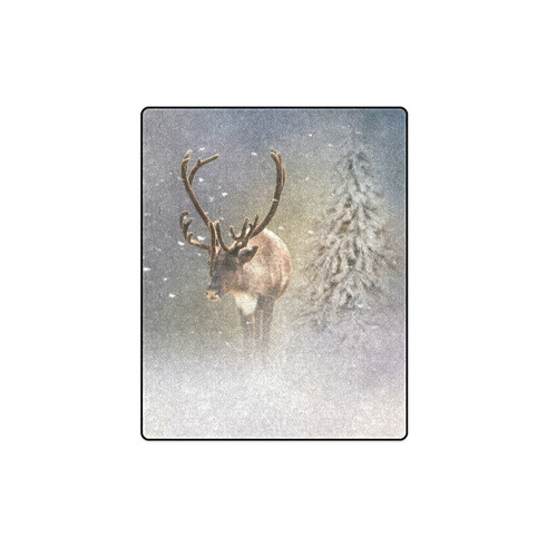 Santa Claus Reindeer in the snow Blanket 40"x50"