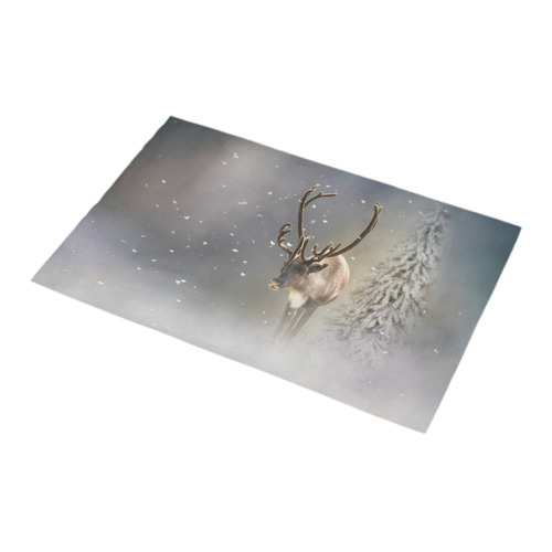Santa Claus Reindeer in the snow Bath Rug 16''x 28''