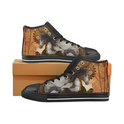 Steampunk, awesome steampunk horse High Top Canvas Women's Shoes/Large Size (Model 017)