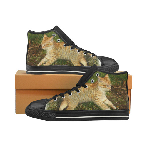 Funny Kitten High Top Canvas Shoes for Kid (Model 017)