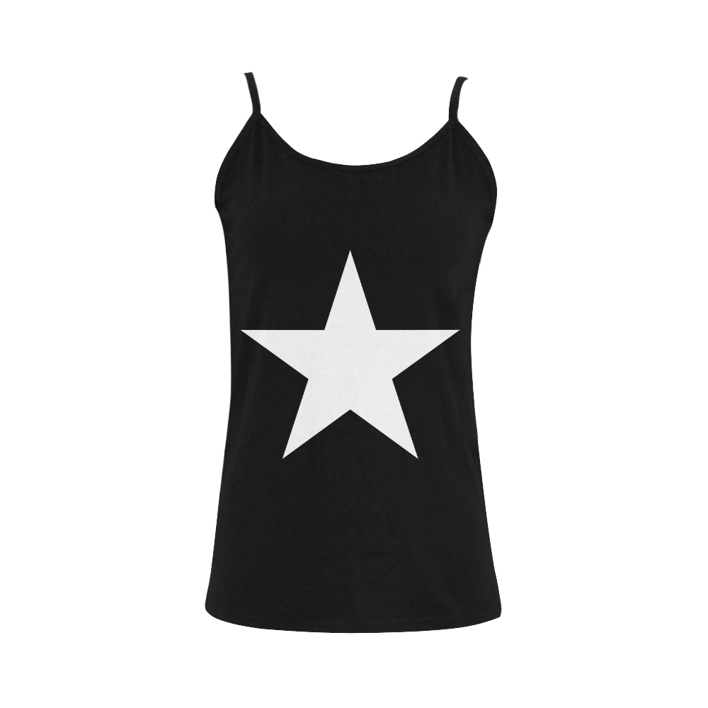 White Star Patriot America Symbol Cool Trendy Women's Spaghetti Top (USA Size) (Model T34)