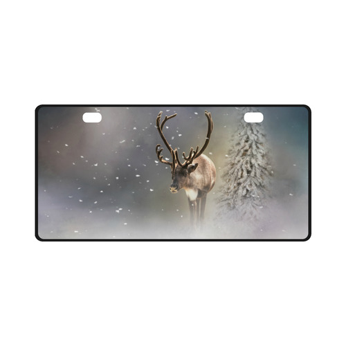 Santa Claus Reindeer in the snow License Plate