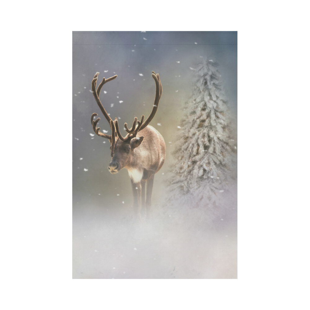 Santa Claus Reindeer in the snow Garden Flag 12‘’x18‘’（Without Flagpole）