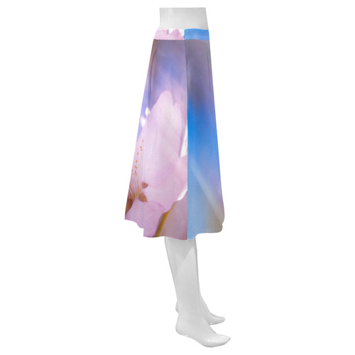 Sakura Cherry Blossom Spring Heaven Light Beauty Mnemosyne Women's Crepe Skirt (Model D16)