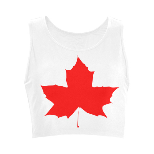 Maple Leaf Canada Autumn Red Fall Flora Nature Women's Crop Top (Model T42)