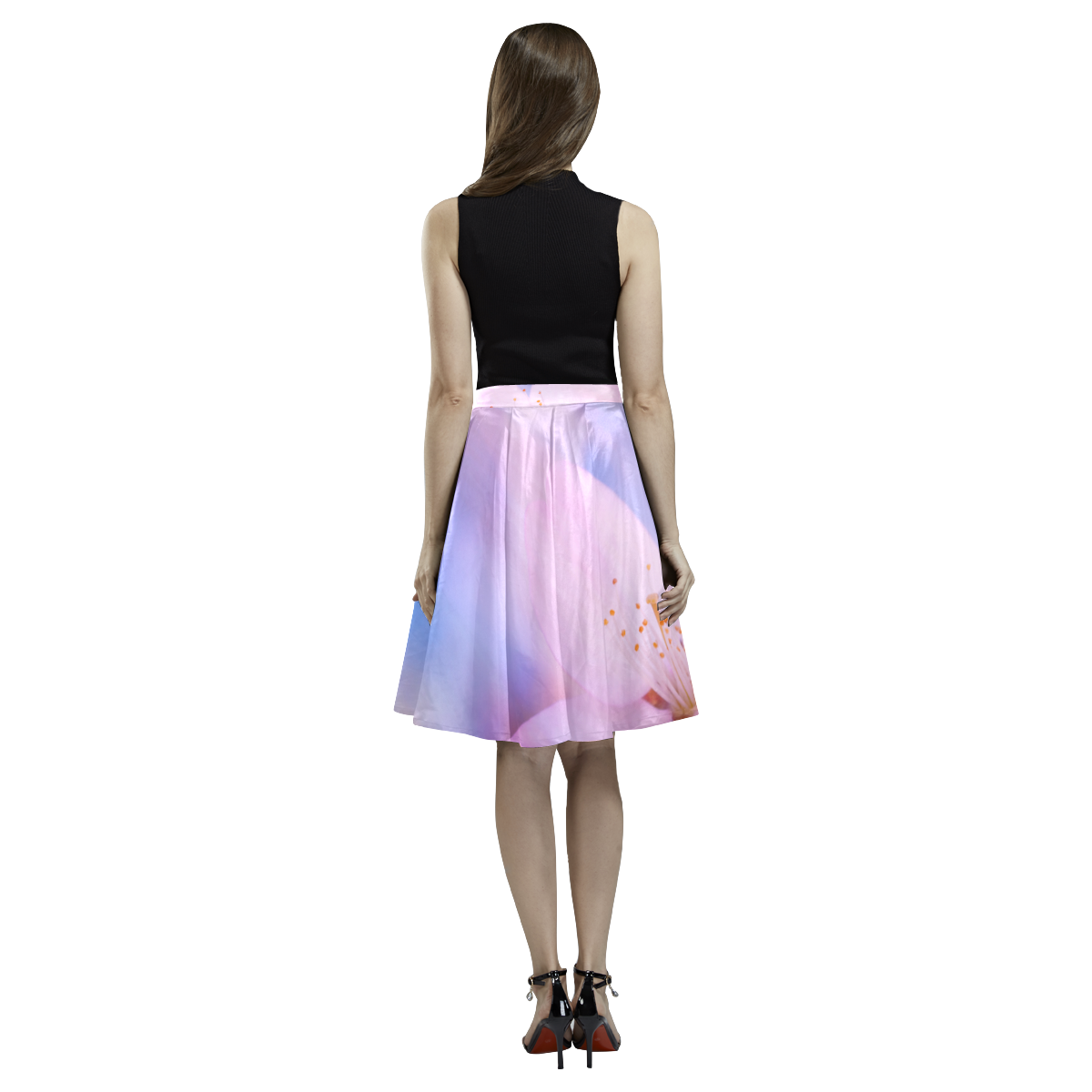 Sakura Cherry Blossom Spring Heaven Light Beauty Melete Pleated Midi Skirt (Model D15)