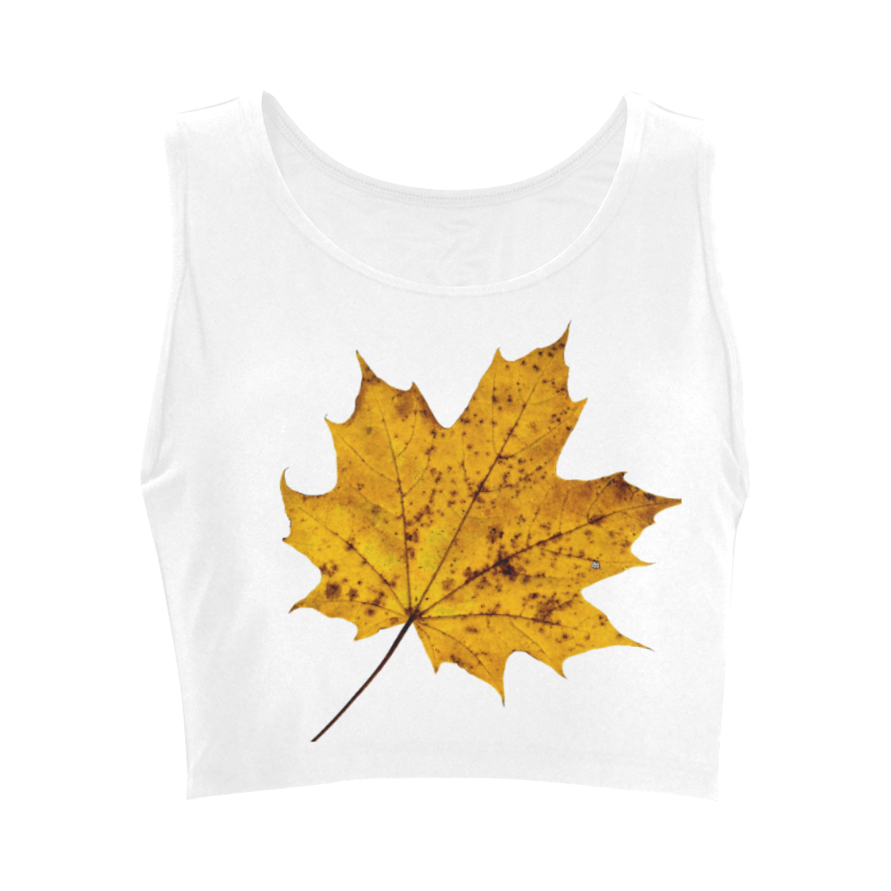 Maple Leaf Canada Autumn Yellow Fall Flora Cool Women's Crop Top (Model T42)