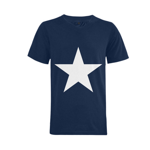 White Star Patriot America Symbol Cool Trendy Men's V-Neck T-shirt (USA Size) (Model T10)