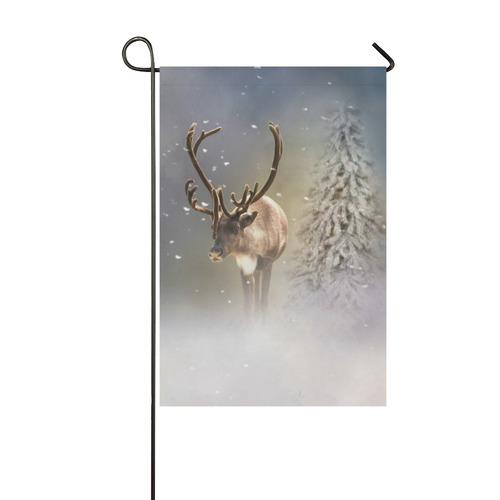 Santa Claus Reindeer in the snow Garden Flag 12‘’x18‘’（Without Flagpole）