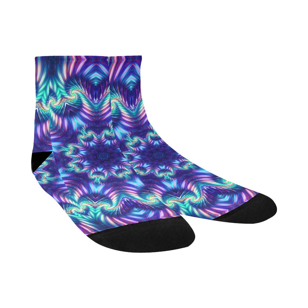 Fractal Mandala Rainbow Quarter Socks