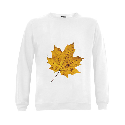 Maple Leaf Canada Autumn Yellow Fall Flora Cool Gildan Crewneck Sweatshirt(NEW) (Model H01)