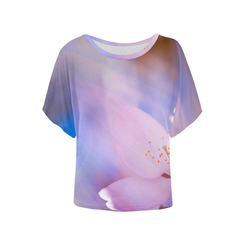 Sakura Cherry Blossom Spring Heaven Light Beauty Women's Batwing-Sleeved Blouse T shirt (Model T44)