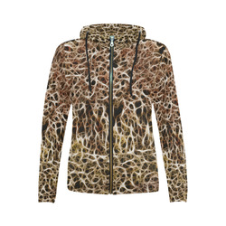 Misty Fur Coral - Jera Nour All Over Print Full Zip Hoodie for Women (Model H14)