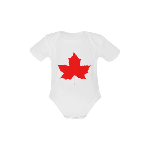 Maple Leaf Canada Autumn Red Fall Flora Nature Baby Powder Organic Short Sleeve One Piece (Model T28)