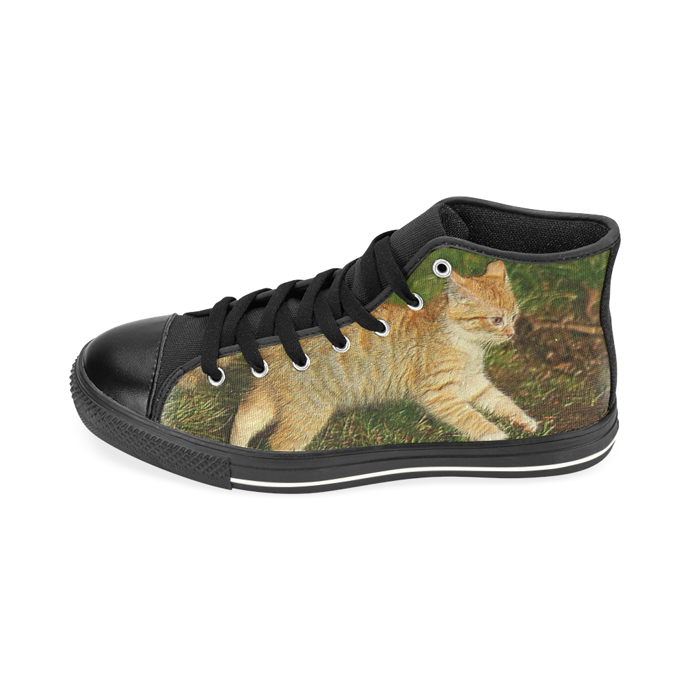 Funny Kitten High Top Canvas Shoes for Kid (Model 017)