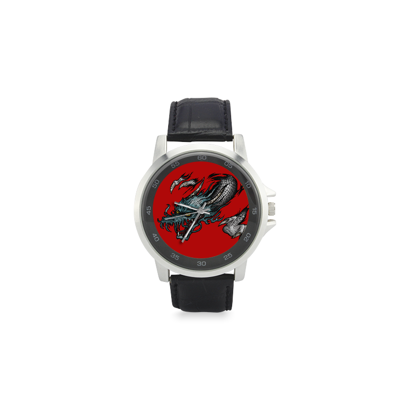 Dragon Soar Unisex Stainless Steel Leather Strap Watch(Model 202)