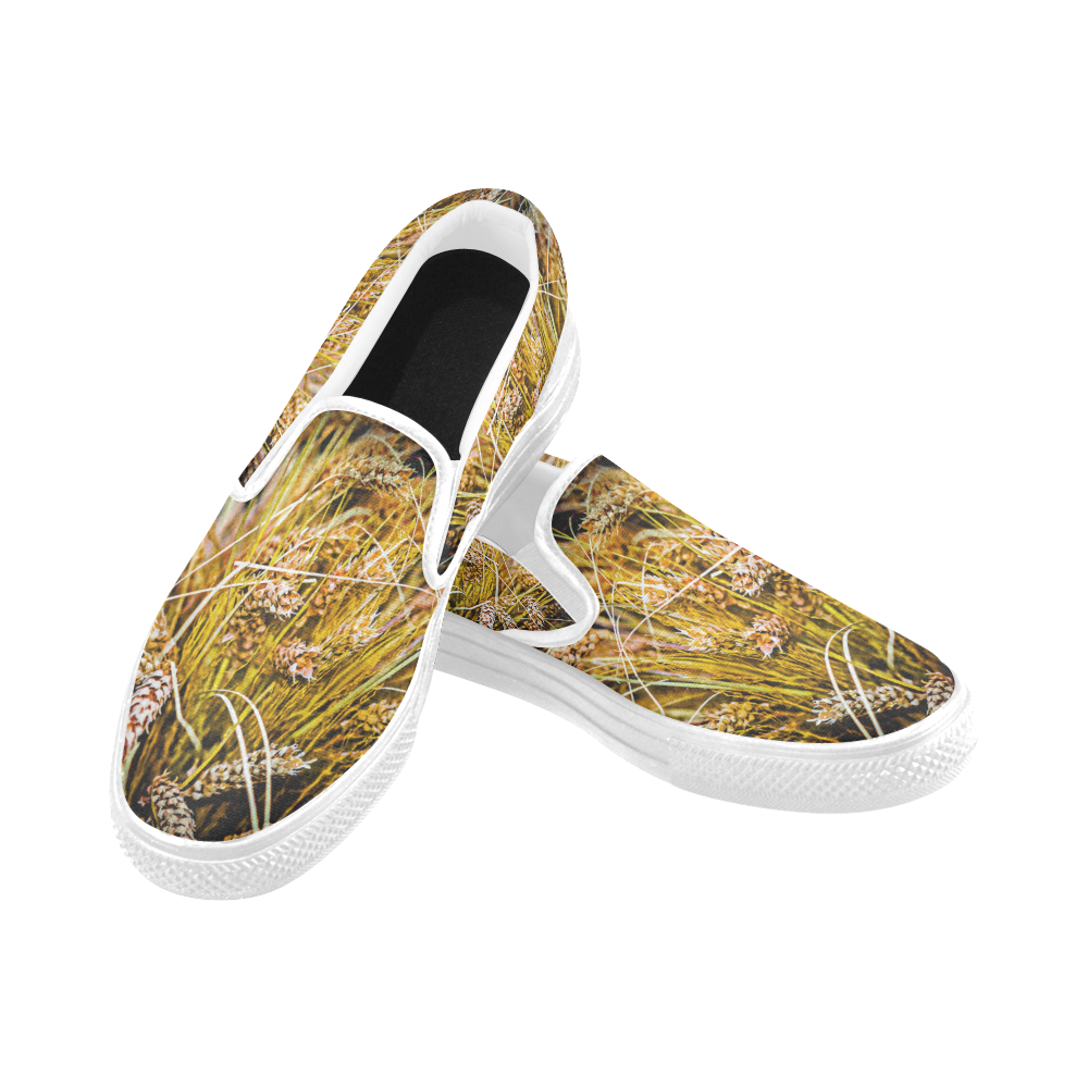 Grain Wheat wheatear Autumn Crop Thanksgiving Women's Unusual Slip-on Canvas Shoes (Model 019)