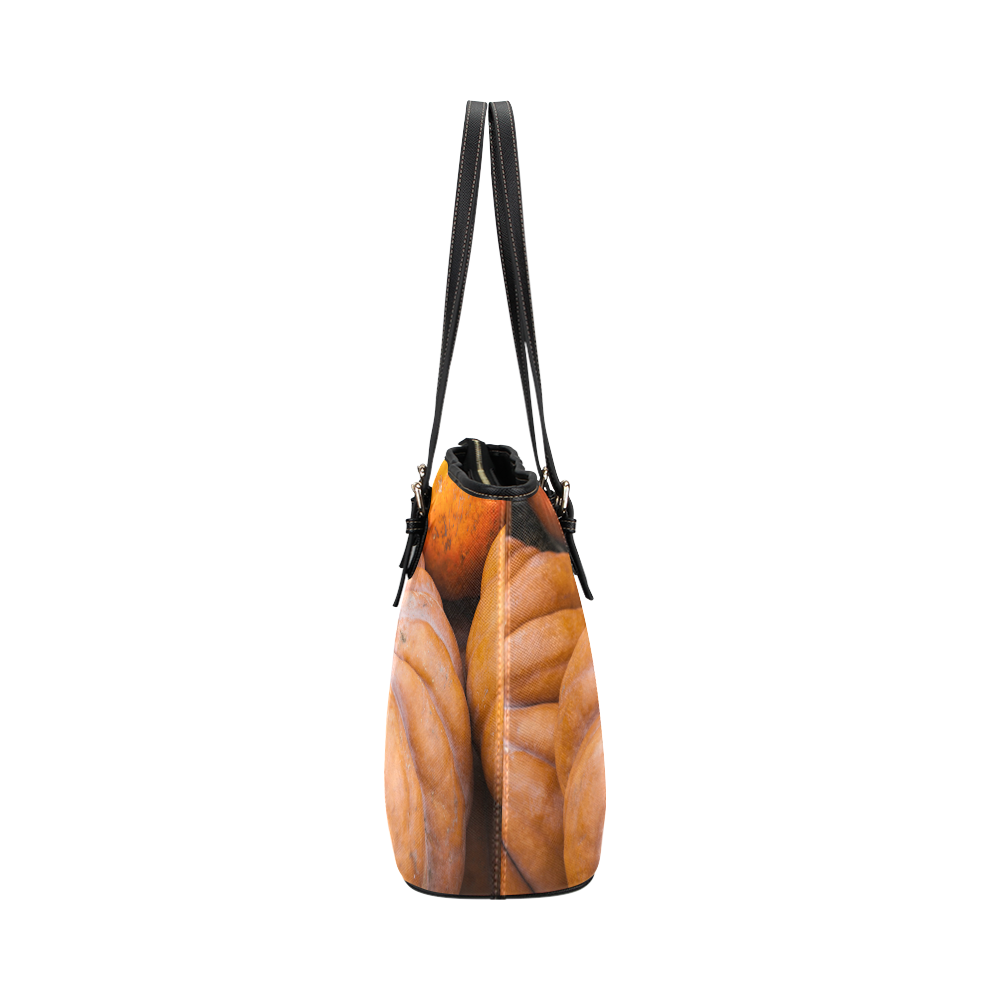 Pumpkin Halloween Thanksgiving Crop Holiday Cool Leather Tote Bag/Large (Model 1651)