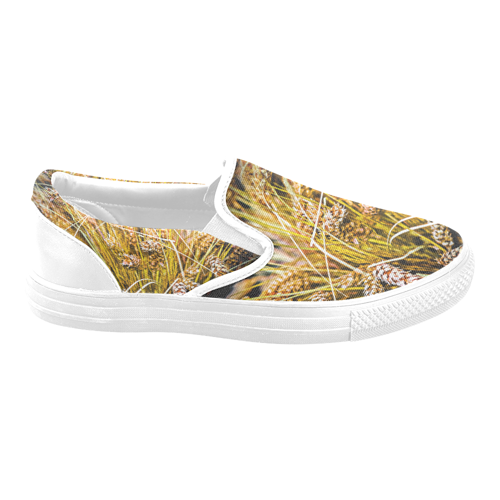 Grain Wheat wheatear Autumn Crop Thanksgiving Women's Unusual Slip-on Canvas Shoes (Model 019)