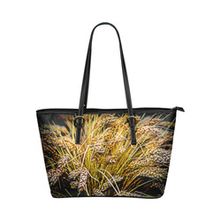 Grain Wheat wheatear Autumn Crop Thanksgiving Leather Tote Bag/Small (Model 1651)